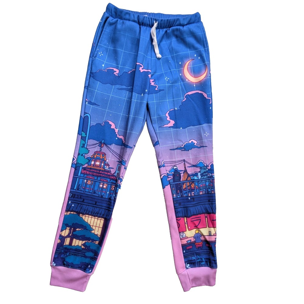 Vapor 85‎ Jogger Pants Womens Large Ramen Village Naruto Anime Vaporwave